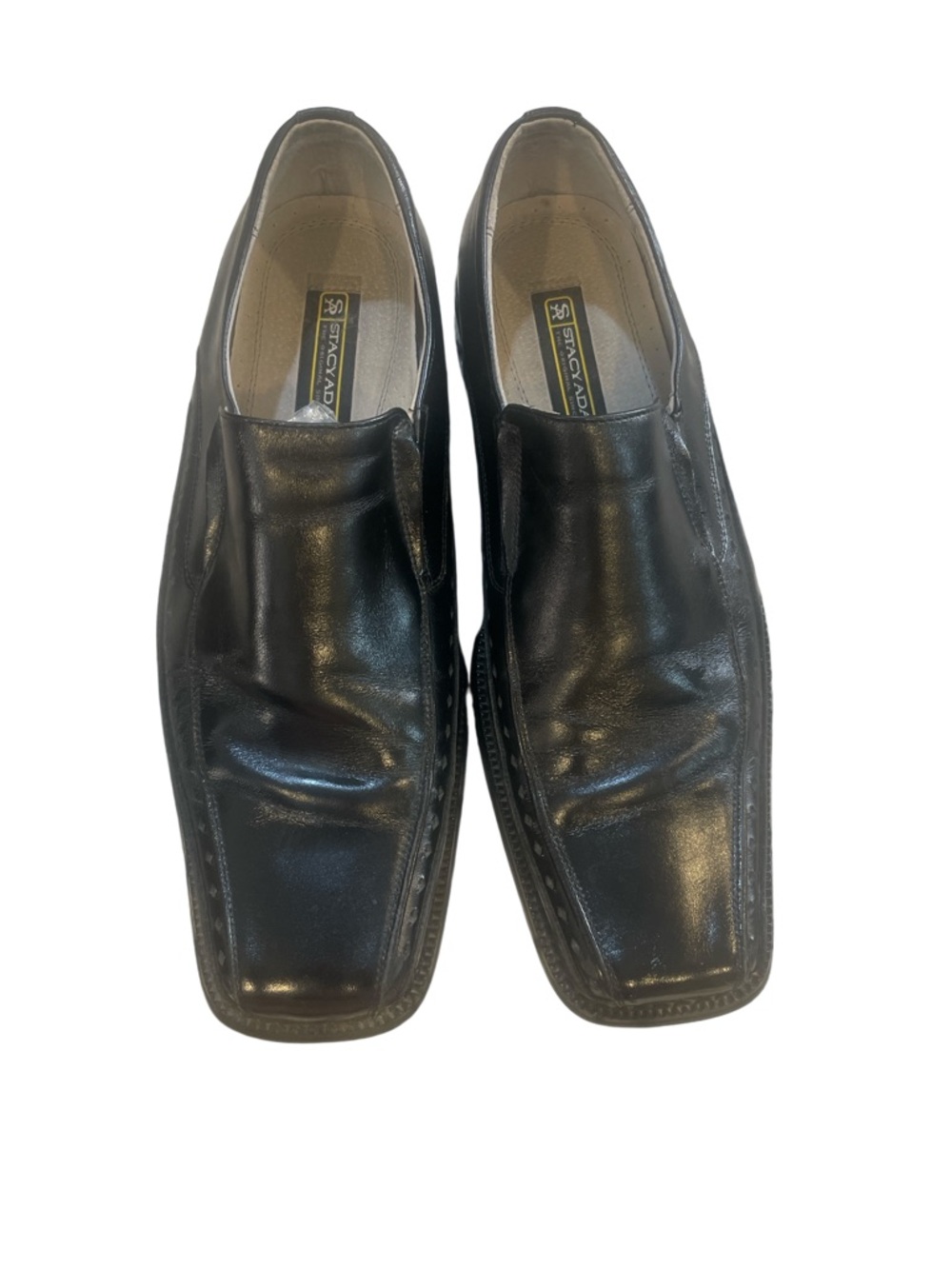 Stacy Adams Black Men’s Leather Slip-On Loafers with Square Toe Size 9